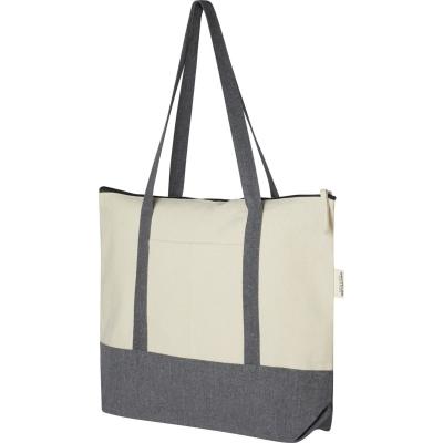 Image of Repose 320 g/m² recycled cotton zippered tote bag 10L